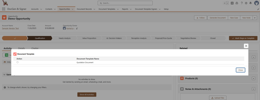 Generate Document Using Lightning Experience 15