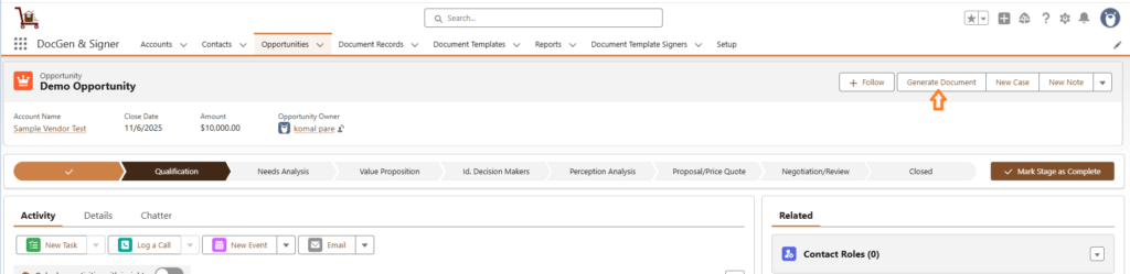 Generate Document Using Lightning Experience 27