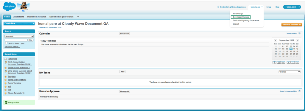 Generate Document Using Classic View 26