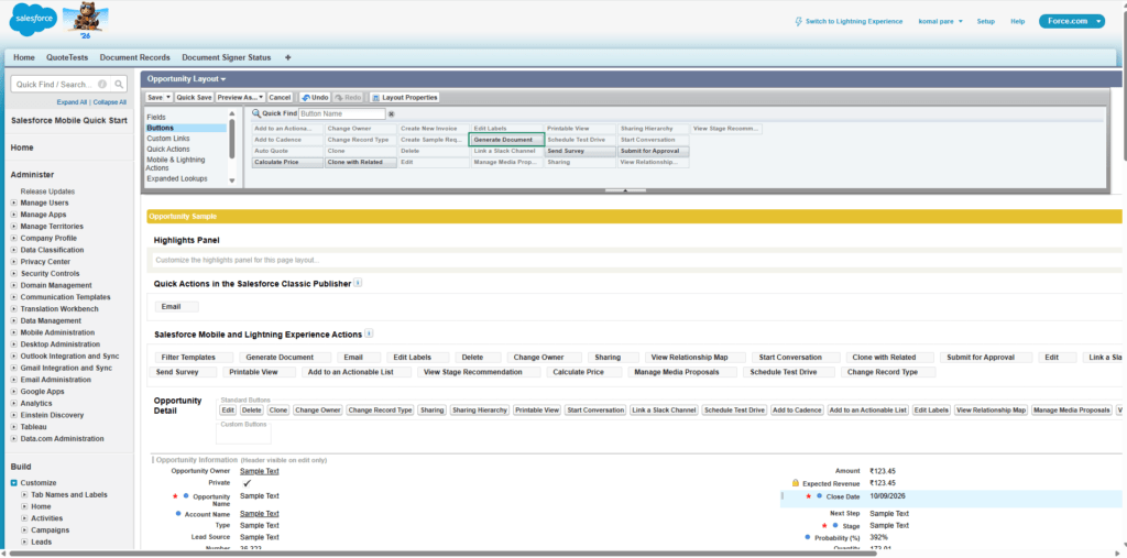 Generate Document Using Classic View 11