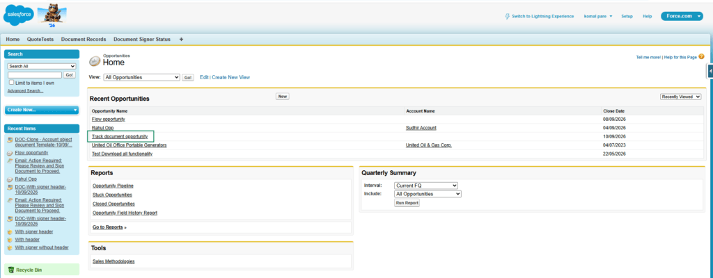 Generate Document Using Classic View 7